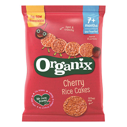organix vegan baby rice cakes - cherry 50g