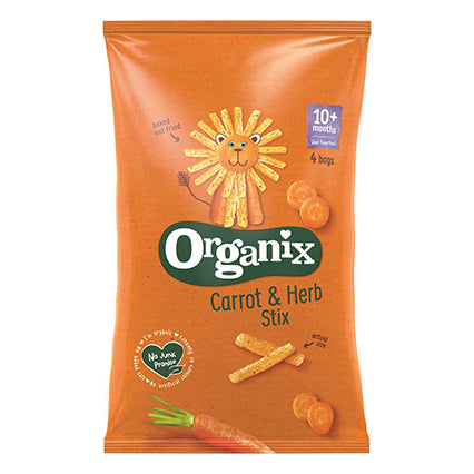 organix vegan 10 month baby carrot stix snack multipack 4x15g