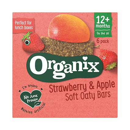 organix vegan toddler 12 month strawberry & apple bars 6x30g