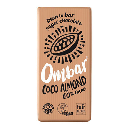 ombar vegan coco almond chocolate bar 70g