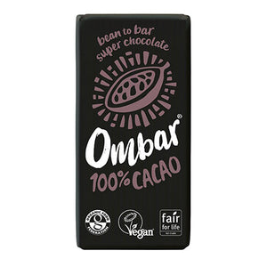 ombar vegan 100% cacao dark chocolate bar 35g