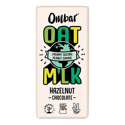 ombar vegan oat milk hazelnut chocolate bar 70g
