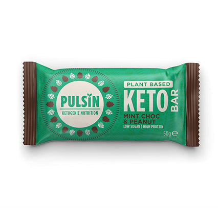 pulsin vegan chocolate mint & peanut keto bar 50g