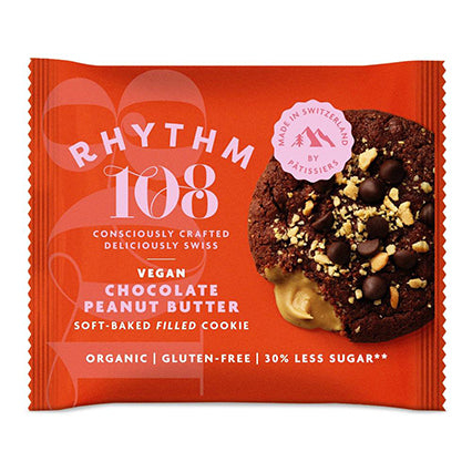 rhythm 108 vegan chocolate peanut butter soft-baked filled cookie 50g