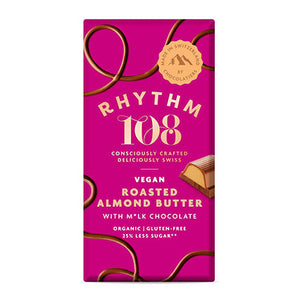 rhythm 108 vegan roasted almond chocolate bar 100g