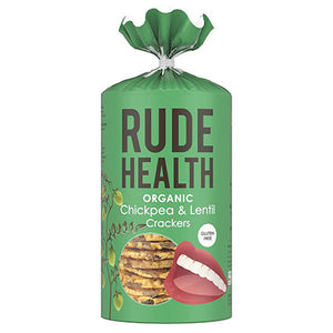 rude health organic chickpea & lentil crackers 120g