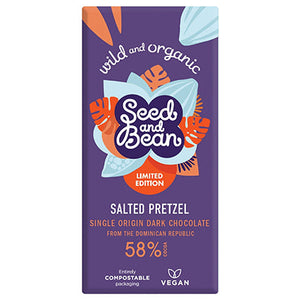 seed & bean organic vegan salted pretzel chocolate bar 75g