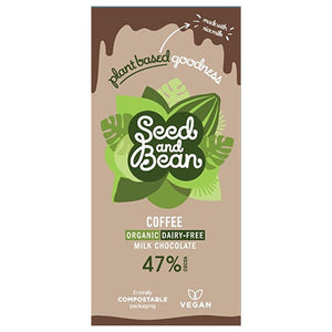seed & bean organic vegan coffee milk chocolate bar 75g