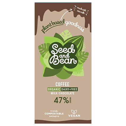seed & bean organic vegan coffee milk chocolate bar 75g