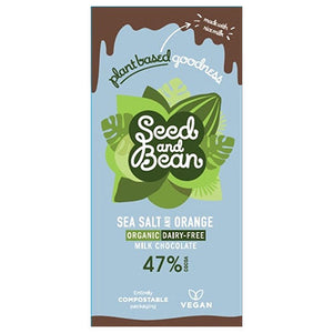 seed & bean organic vegan sea salt & orange chocolate bar 75g