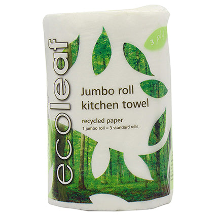 ecoleaf jumbo kitchen roll 100% recycled