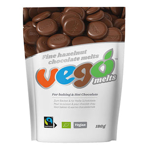 vego organic vegan fine hazelnut chocolate melts 180g
