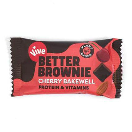 vive vegan better brownie cherry bakewell bar 35g