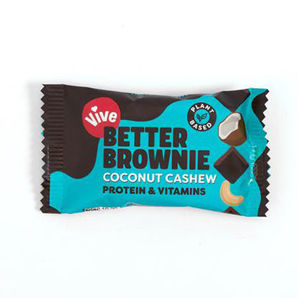 vive vegan better brownie coconut cashew bar 35g
