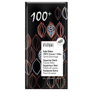 vivani vegan superior dark 100+ with cocoa nibs 80g