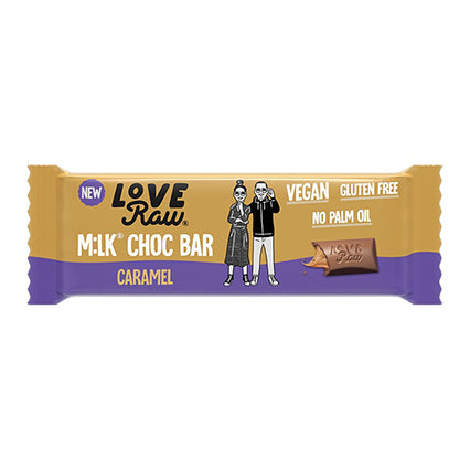 loveraw vegan milk chocolate caramel bar 30g