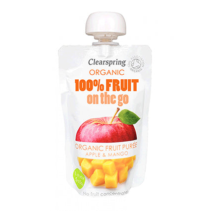 clearspring fruit on the go apple & mango puree 120g