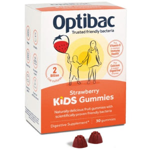 optibac kids strawberry flavour vegan probiotic gummies 30 gummies