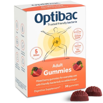 optibac adults vegan probiotic gummies with vitamin d 30 gummies