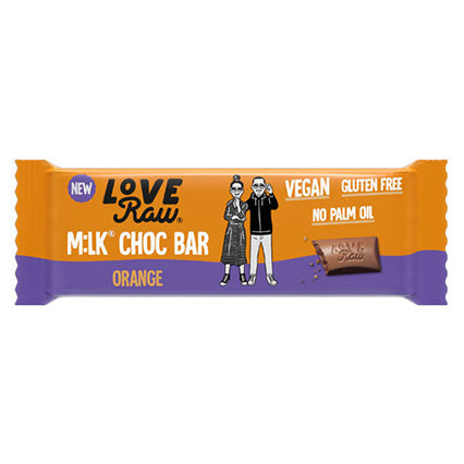 loveraw vegan milk chocolate orange bar 20g