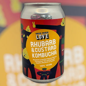 only with love brewing rhubarb & custard kombucha 330ml
