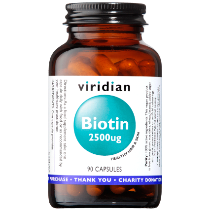 viridian vegan biotin hair skin & nails 2500ug 90 capsules