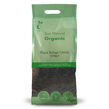 just natural organic black beluga lentils 500g