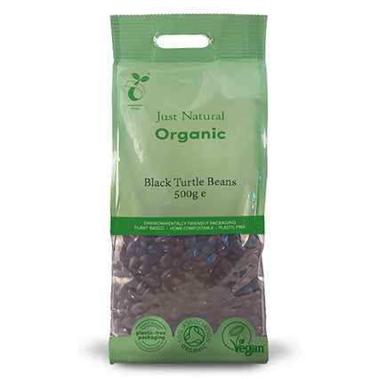 just natural organic black turtle beans 500g