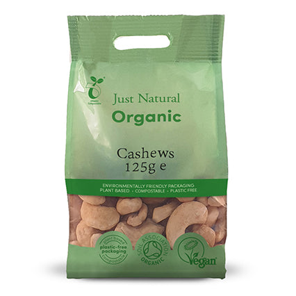 just natural organic cashews whole 125g