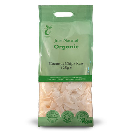 just natural organic coconut chips raw 125g