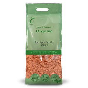 just natural organic red split lentils 500g