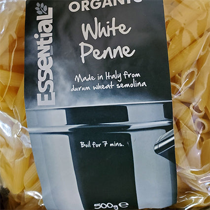 essential organic white penne 500gm