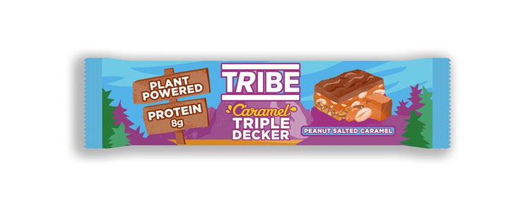 Tribe Triple Decker Salted Caramel Peanut Vegan Protein Bar 43g